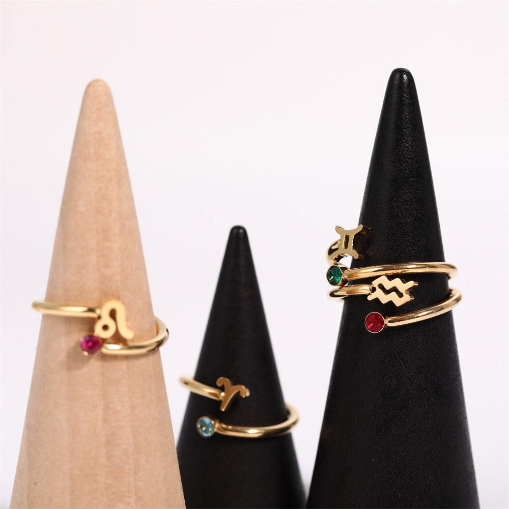 18K Gold Zodiac Birthstone Ring