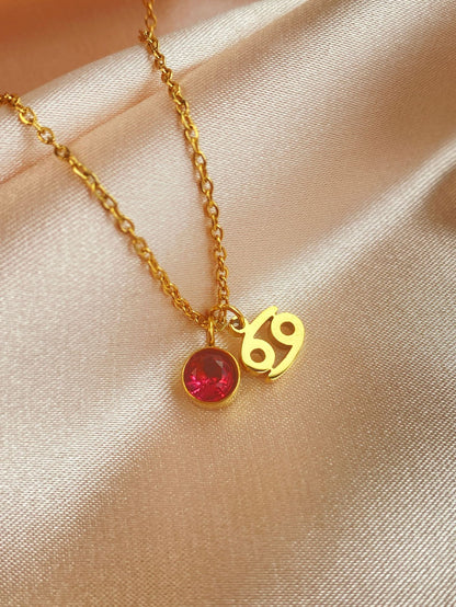 18K Gold Zodiac Birthstone Pendant Necklace