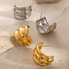 18K Gold Banana Statement Stud Earrings