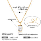 18K Gold Minimal Glow CZ Pendant Paperclip Beaded Chain Layered Necklace Set