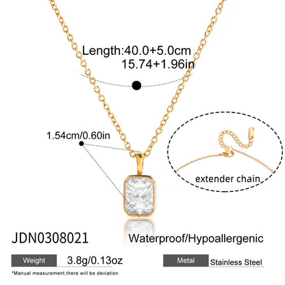 18K Gold Minimal Glow CZ Pendant Paperclip Beaded Chain Layered Necklace Set
