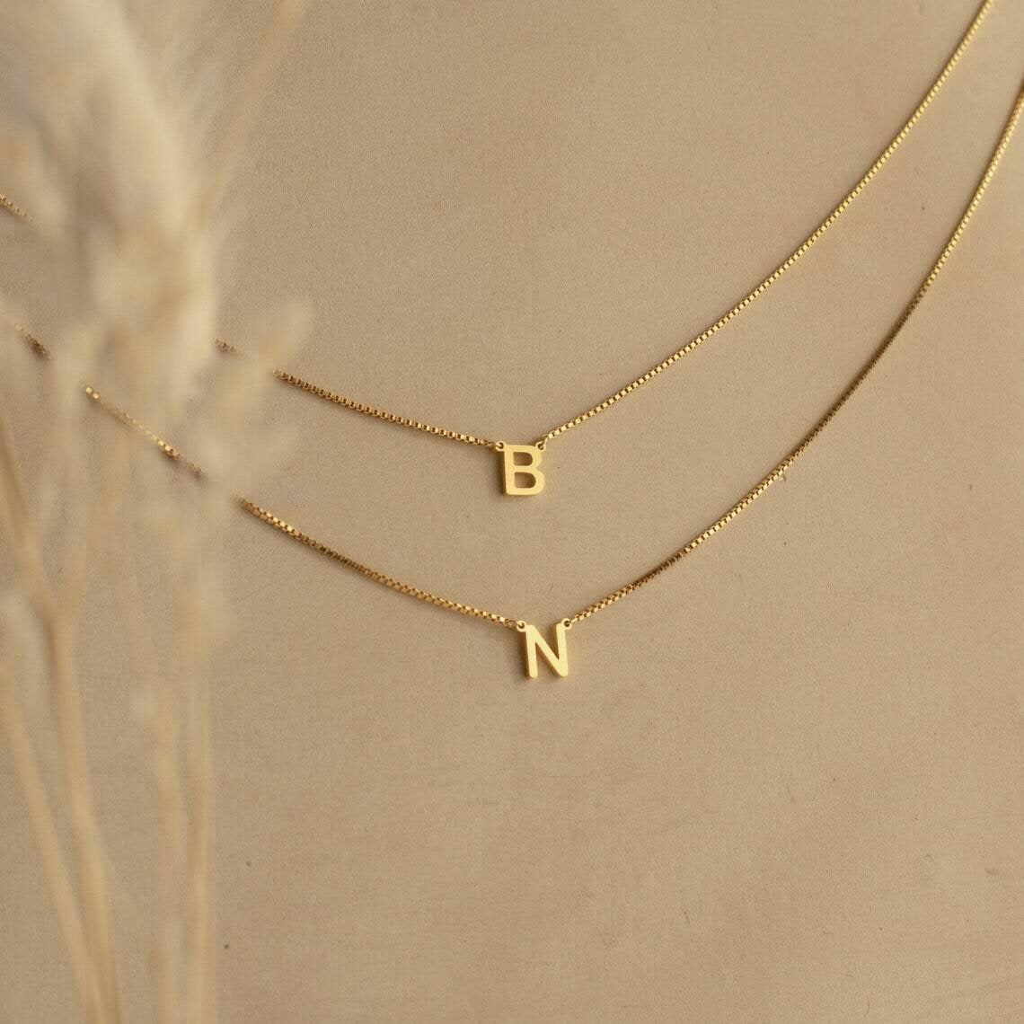 18K Gold Minimalist Initial Letter Necklace