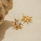 18K Gold and Silver Two Tone Eclipse Opal Sun and Moon Stud Earrings