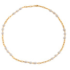 18K Gold Freshwater Pearl Long Chain Necklace