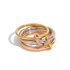 18K Gold and Silver Mixed Metal Multi Layers Spinelli Trinity Stacking Rings