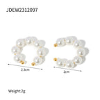 18K Gold Born Star Stud Earrings Pearl Ear Cuffs Set