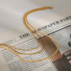 18K Gold Herringbone Snake Chain Paperclip Layered Necklace Set