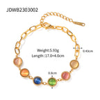 18K Gold Color Cat's Eye Gemstones Chain Bracelet