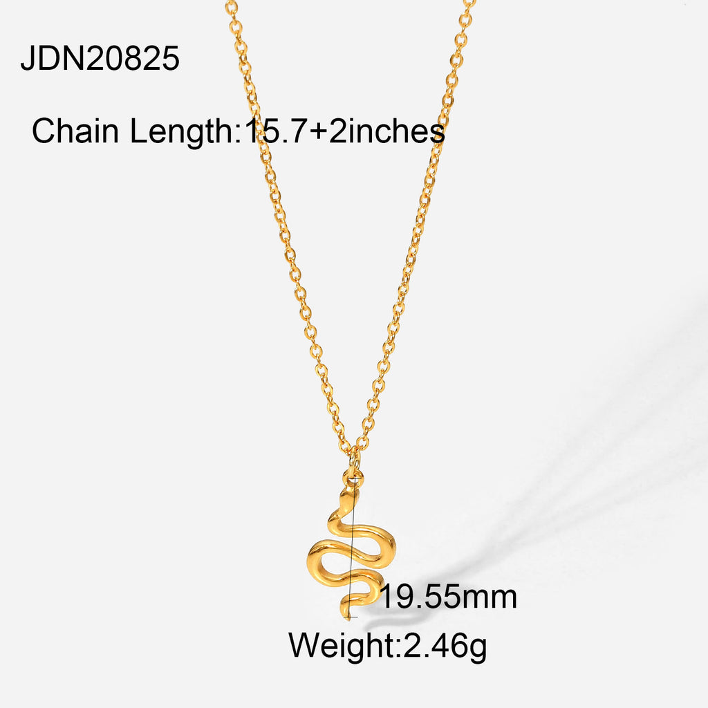 18K Gold Dainty Snake Pendant Necklace