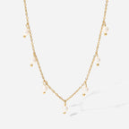 18K Gold Dainty Floating Pearl Chain Necklace