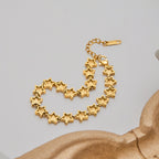 18K Gold Pink Dream Star Tennis Chain Bracelet Stack