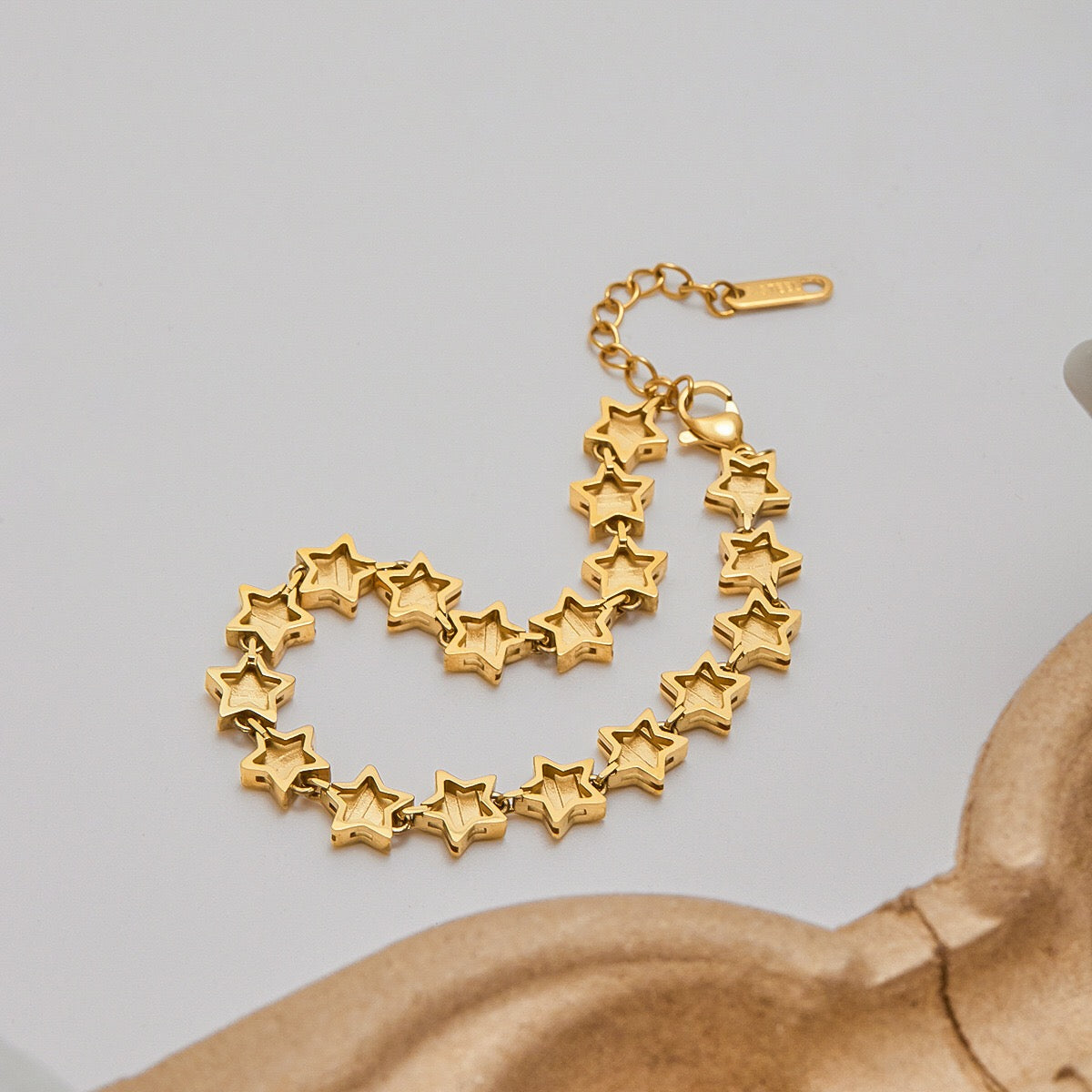 18K Gold Pink Dream Star Tennis Chain Bracelet Stack