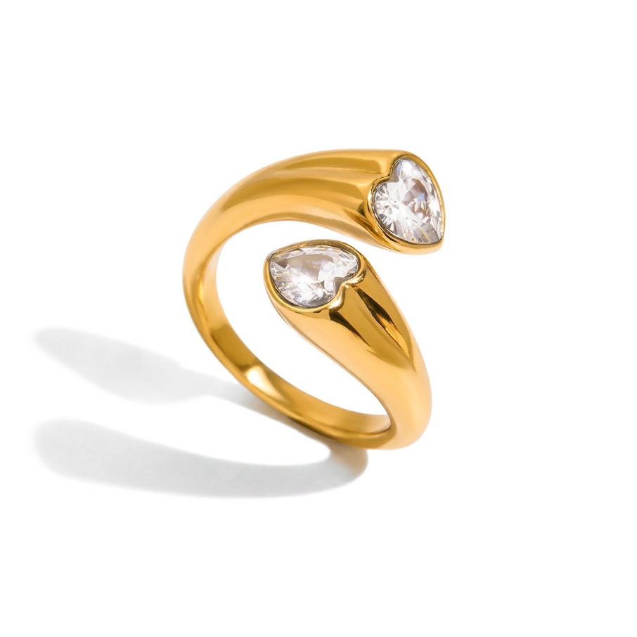 18K Gold Shooting Star Heart Statement Ring