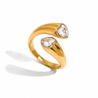 18K Gold Shooting Star Heart Statement Ring