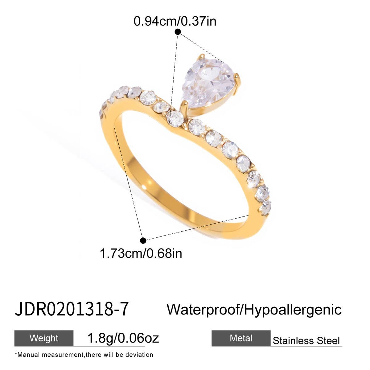 18K Gold Raindrop Elegant Statement Cocktail Ring