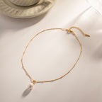 18K Gold Classic Dainty Pearl Pendant Necklace