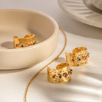 18K Gold Color Gemstone Band Ring
