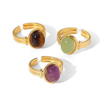 18K Gold Color Gemstone Statement Ring