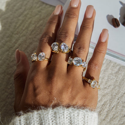 18K Gold Diamond Royale Statement CZ Cocktail Ring