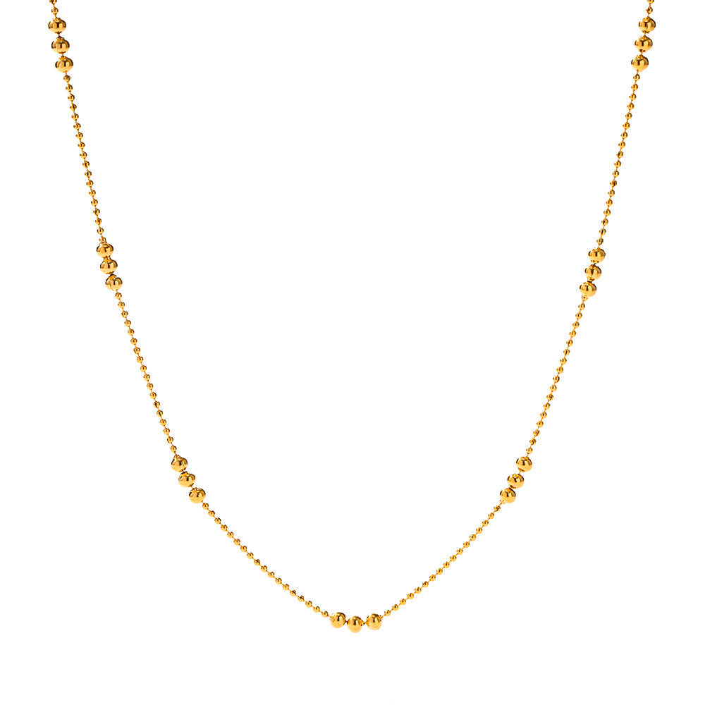 18K Gold Unique Beaded Chain Necklace