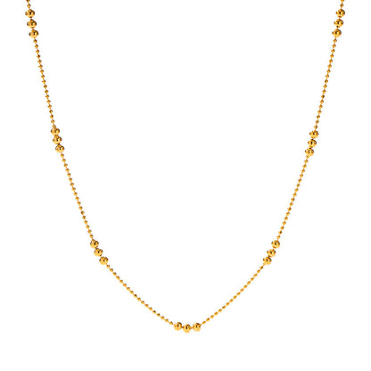 18K Gold Unique Beaded Chain Necklace