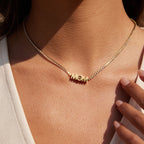 18K Gold Endless Love MOM Charm Tennis Necklace