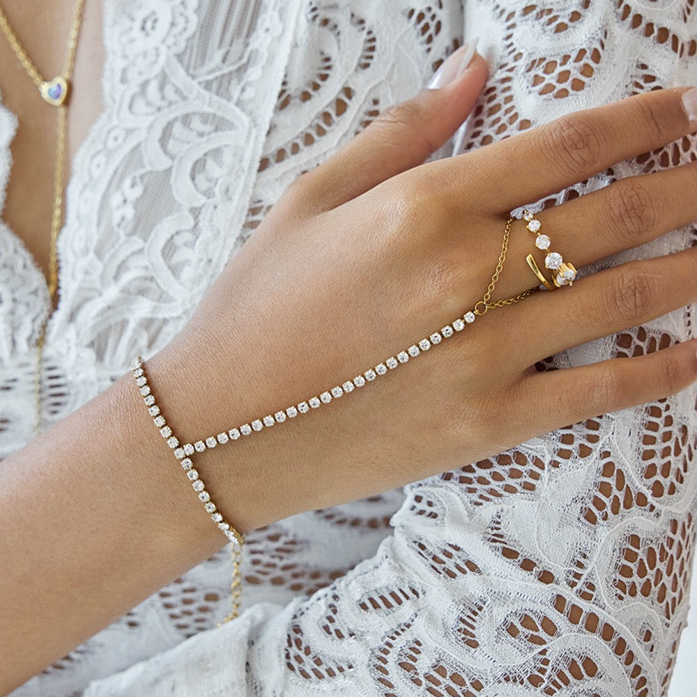 18K Gold Waterproof Aura Tennis Hand Chain Bracelet