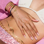 18K Gold Waterproof Dainty Coquette Bow Hand Chain Bracelet