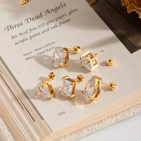 18K Gold Essential Elegance Flat Back Stud Earrings