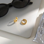 18K Gold Modern Bling Textured Small Hoop Huggie Earrings Ear Cuffs Stack