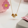 18K Gold Glitter Babe Dainty Ring Long Pendant Necklace