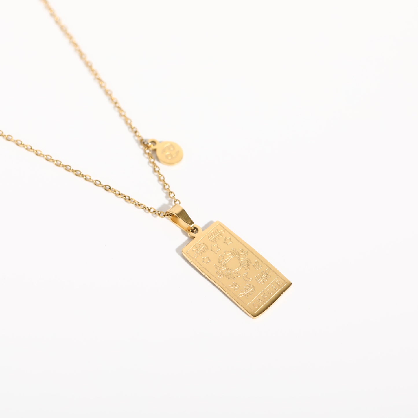 18K Gold Zodiac Plate Pendant Necklace