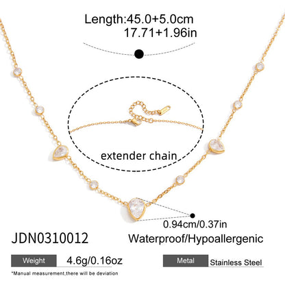18K Gold Crystal Tear Teardrop Bezel Dainty CZ Necklace