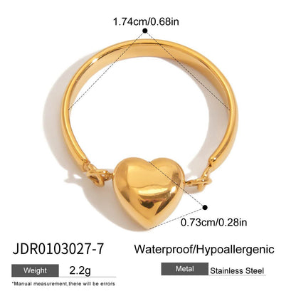 18K Gold and Silver Two Tone Rotating Heart Stacking Ring
