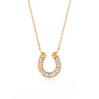 18K Gold Lucky Strike Horseshoe Chunky Statement Pendant Necklace