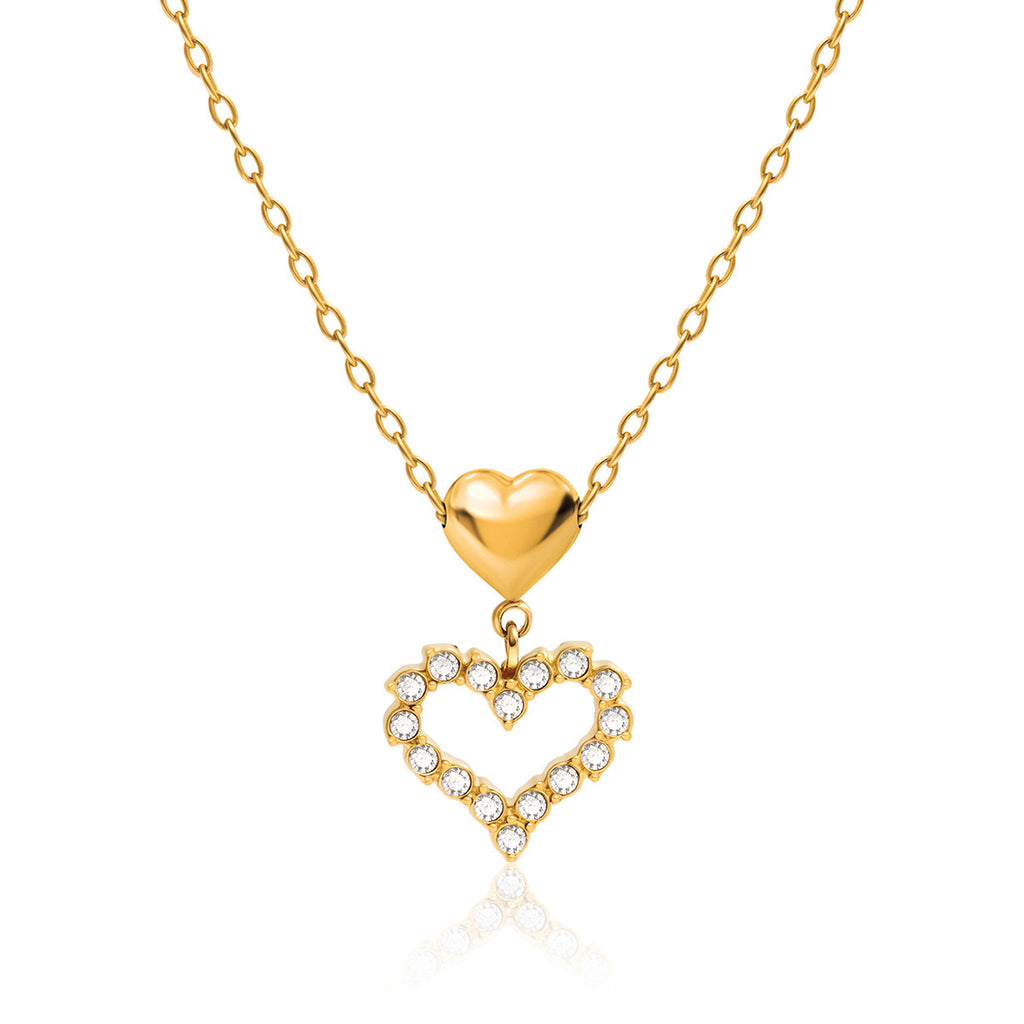 18K Gold Heart to Heart Dainty Pendant Necklace