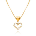 18K Gold Heart to Heart Dainty Pendant Necklace