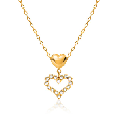 18K Gold Heart to Heart Dainty Pendant Necklace