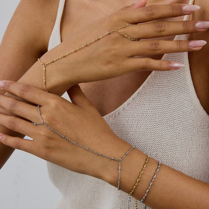 18K Gold Silver Waterproof Minimalist Hand Chain Jewelry Bracelet