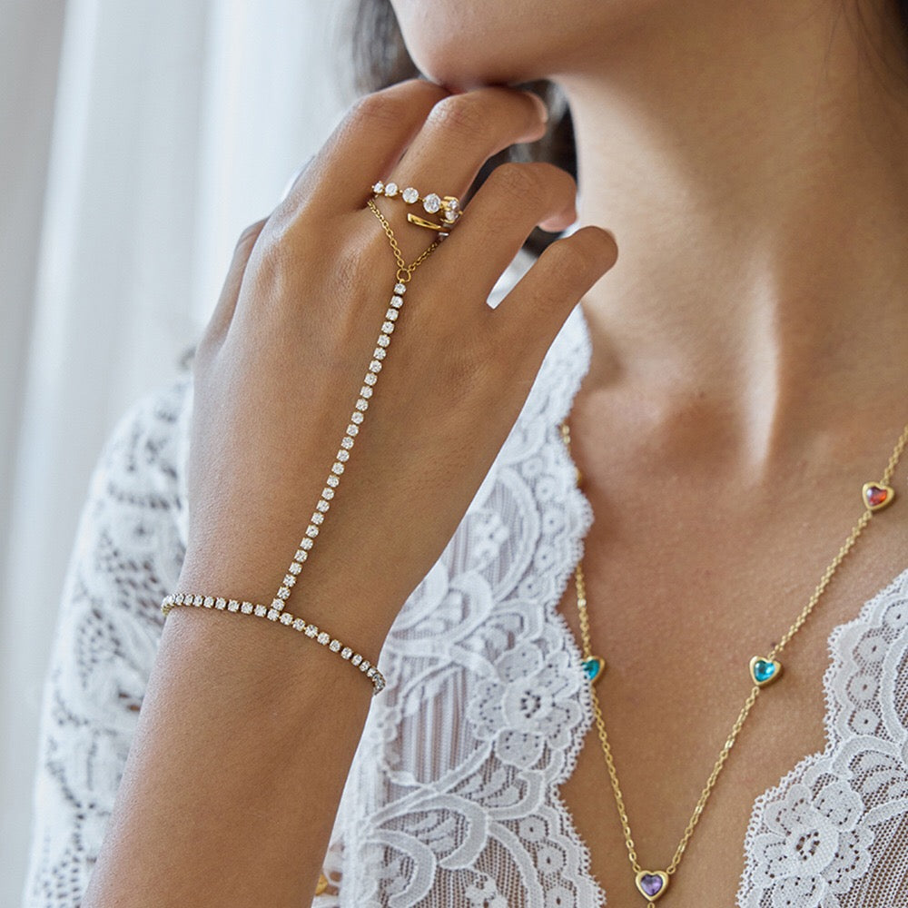 18K Gold Waterproof Aura Tennis Hand Chain Bracelet