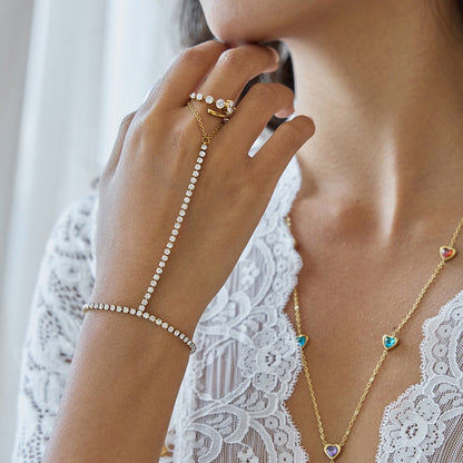 18K Gold Waterproof Aura Tennis Hand Chain Bracelet