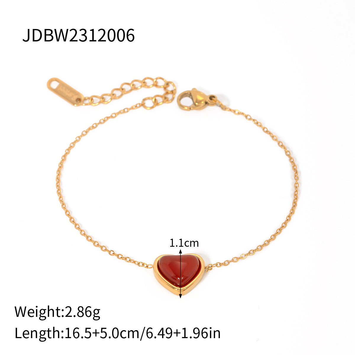 18K Gold Waterproof Delicate Heart Hand Chain Bracelet