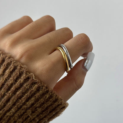 18K Gold and Silver Clean Lines Chic Stacking Rings