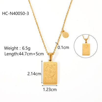 18K Gold Zodiac Plate Pendant Necklace