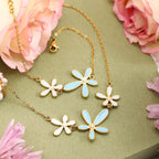 18K Gold Blue Flower Dainty Pendant Necklace