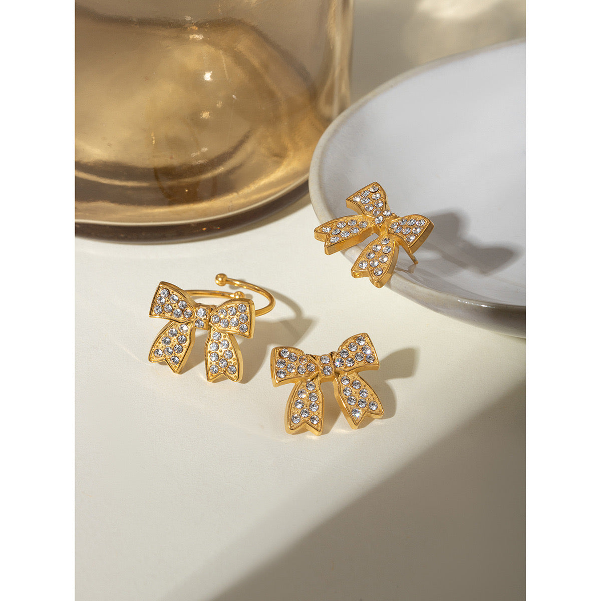 18K Gold Bejeweled Coquette Bow Ring