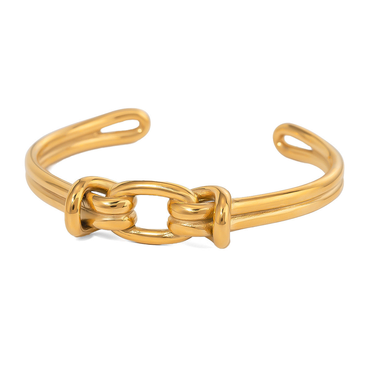 18K Gold Tied Bangle Cuff Bracelet