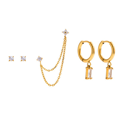 18K Gold Soft Kiss Dainty Huggie Cartilage Earrings Set
