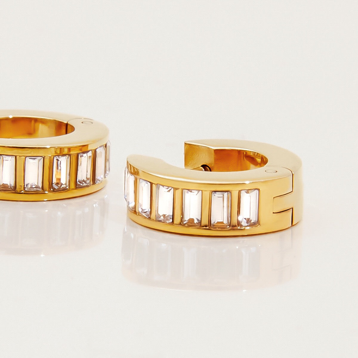 18K Gold Temptation Bling Small Hoop Huggie Earrings
