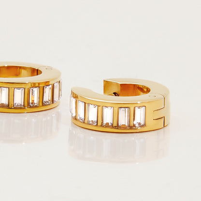 18K Gold Temptation Bling Small Hoop Huggie Earrings